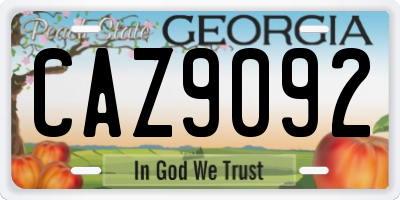 GA license plate CAZ9092