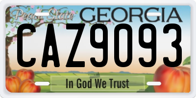 GA license plate CAZ9093