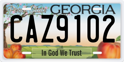 GA license plate CAZ9102