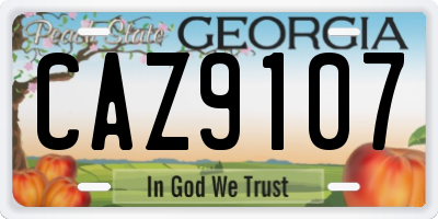 GA license plate CAZ9107