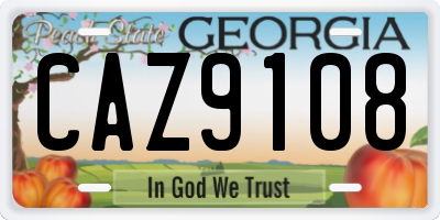 GA license plate CAZ9108