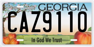 GA license plate CAZ9110