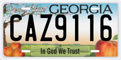 GA license plate CAZ9116