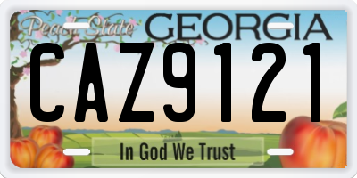 GA license plate CAZ9121