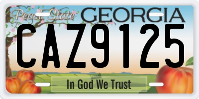 GA license plate CAZ9125