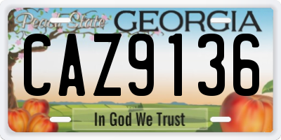 GA license plate CAZ9136