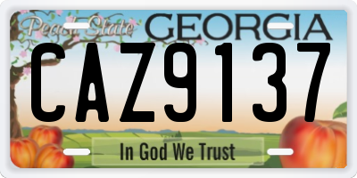 GA license plate CAZ9137