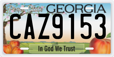 GA license plate CAZ9153