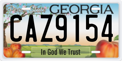 GA license plate CAZ9154