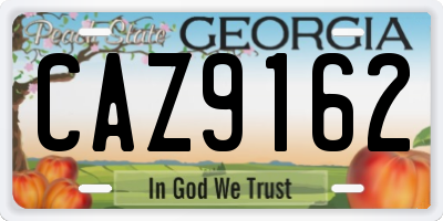 GA license plate CAZ9162