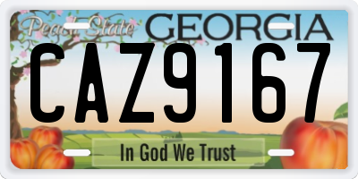 GA license plate CAZ9167