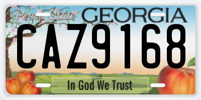 GA license plate CAZ9168