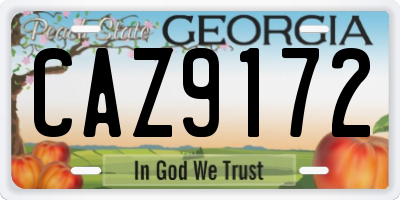 GA license plate CAZ9172