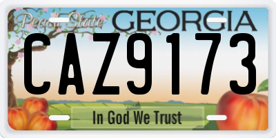 GA license plate CAZ9173