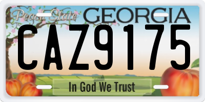 GA license plate CAZ9175