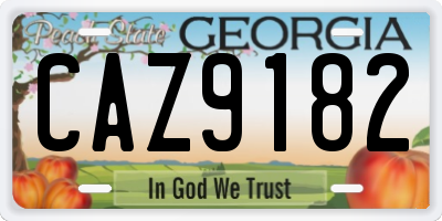 GA license plate CAZ9182