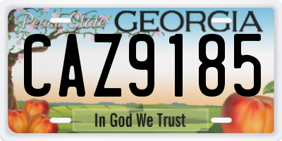 GA license plate CAZ9185