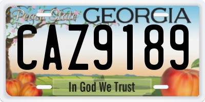 GA license plate CAZ9189