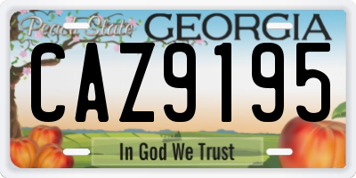 GA license plate CAZ9195