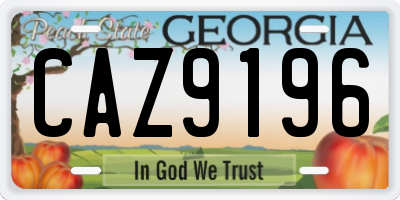GA license plate CAZ9196