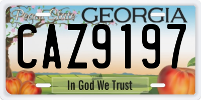 GA license plate CAZ9197