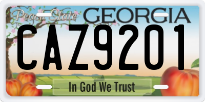 GA license plate CAZ9201