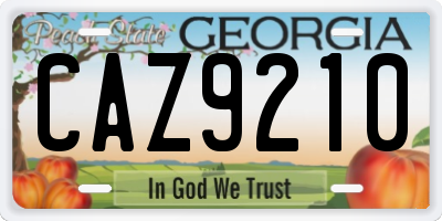 GA license plate CAZ9210