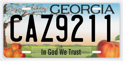 GA license plate CAZ9211