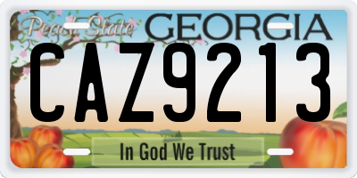 GA license plate CAZ9213