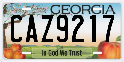 GA license plate CAZ9217