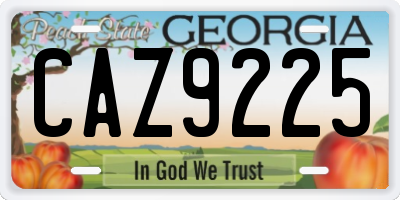 GA license plate CAZ9225