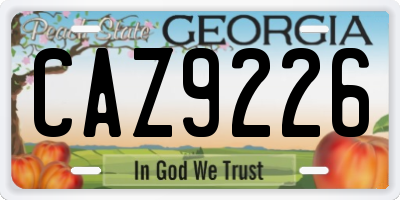 GA license plate CAZ9226
