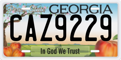 GA license plate CAZ9229