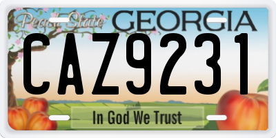 GA license plate CAZ9231