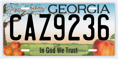 GA license plate CAZ9236