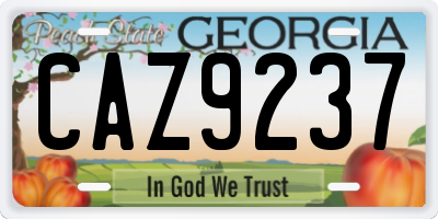 GA license plate CAZ9237