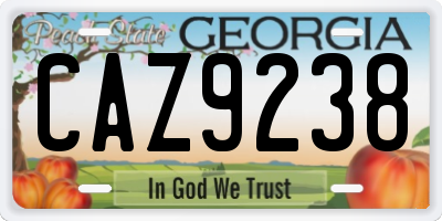 GA license plate CAZ9238