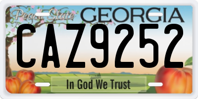 GA license plate CAZ9252