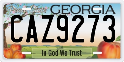 GA license plate CAZ9273