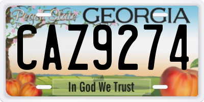 GA license plate CAZ9274