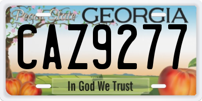GA license plate CAZ9277