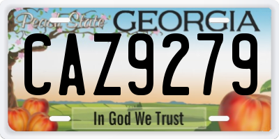 GA license plate CAZ9279