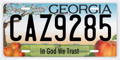 GA license plate CAZ9285