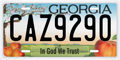 GA license plate CAZ9290