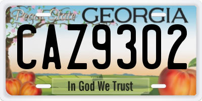 GA license plate CAZ9302