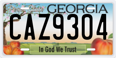 GA license plate CAZ9304