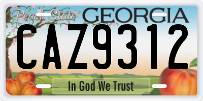 GA license plate CAZ9312