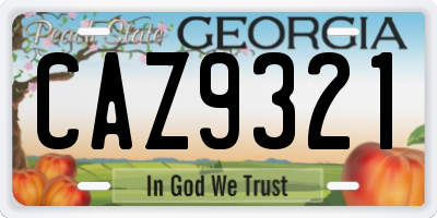 GA license plate CAZ9321