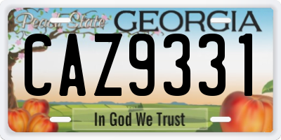 GA license plate CAZ9331