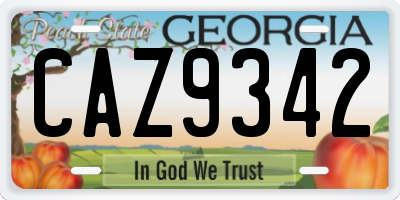 GA license plate CAZ9342